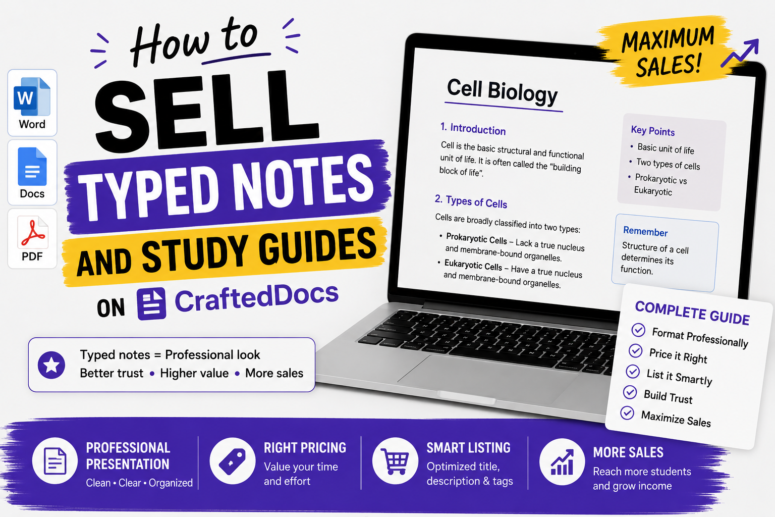 How to Sell Typed Notes and Study Guides on CraftedDocs