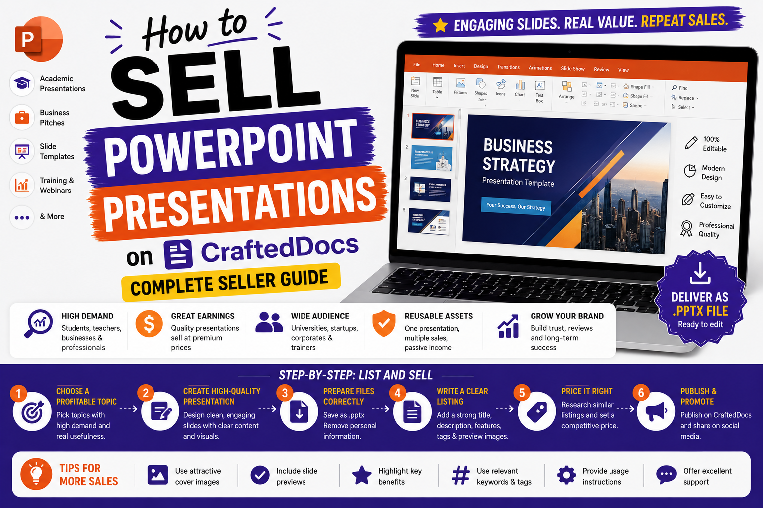 How to Sell PowerPoint Presentations on CraftedDocs — Complete Seller Guide