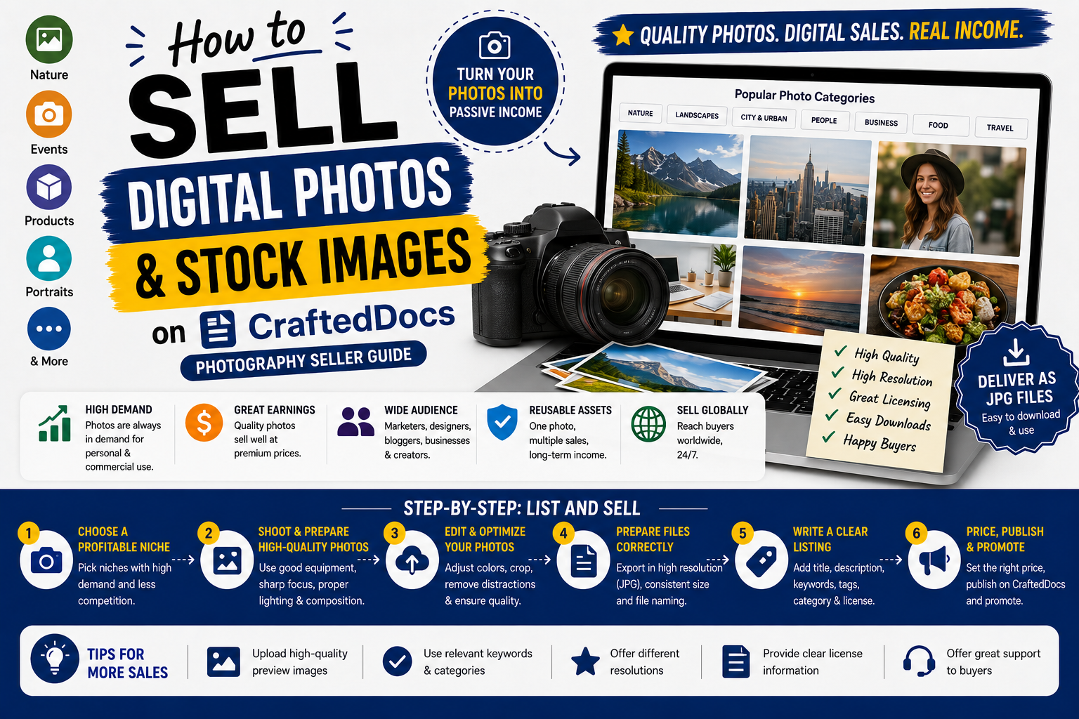 How to Sell Digital Photos and Stock Images on CraftedDocs — Photography Seller Guide