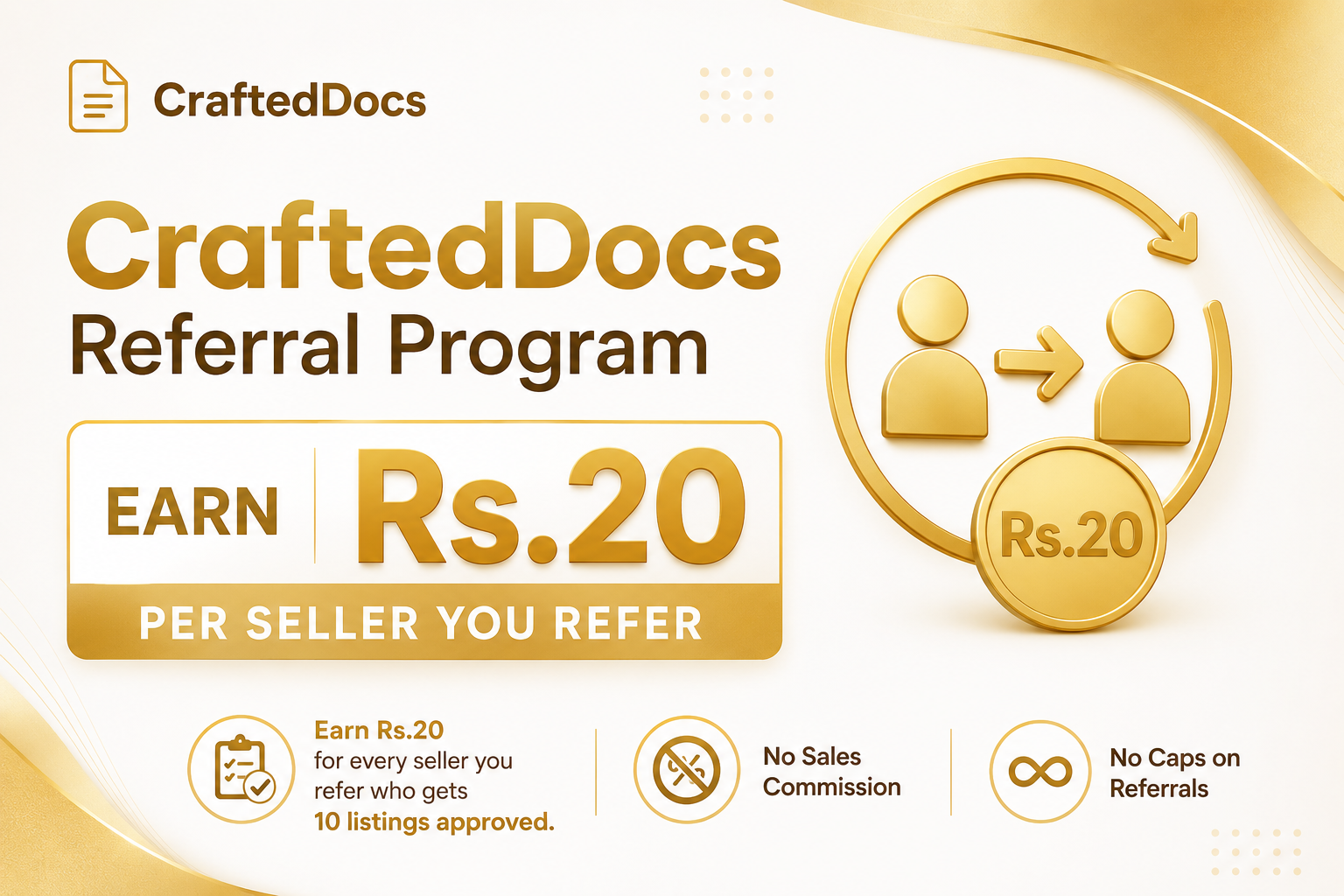CraftedDocs Referral Program — Earn Rs.20 Per Seller You Refer