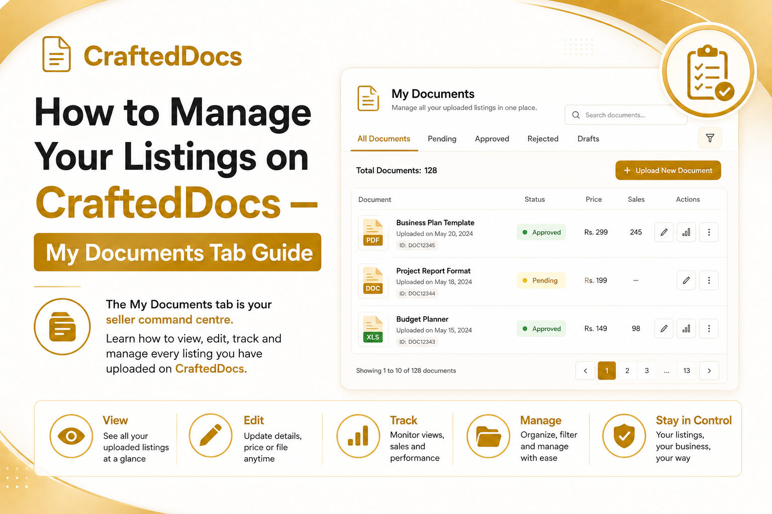 How to Manage Your Listings on CraftedDocs — My Documents Tab Guide