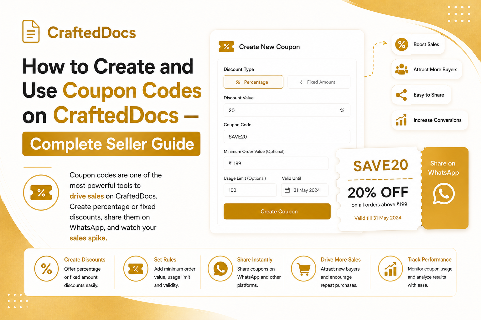 How to Create and Use Coupon Codes on CraftedDocs — Complete Seller Guide