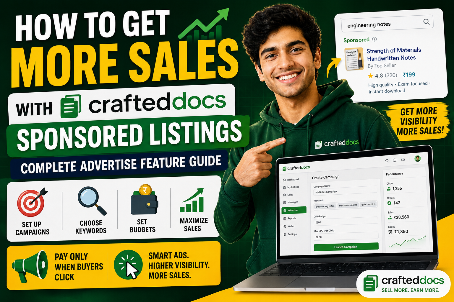 How to Get More Sales with Sponsored Listings on CraftedDocs — Complete Advertise Feature Guide