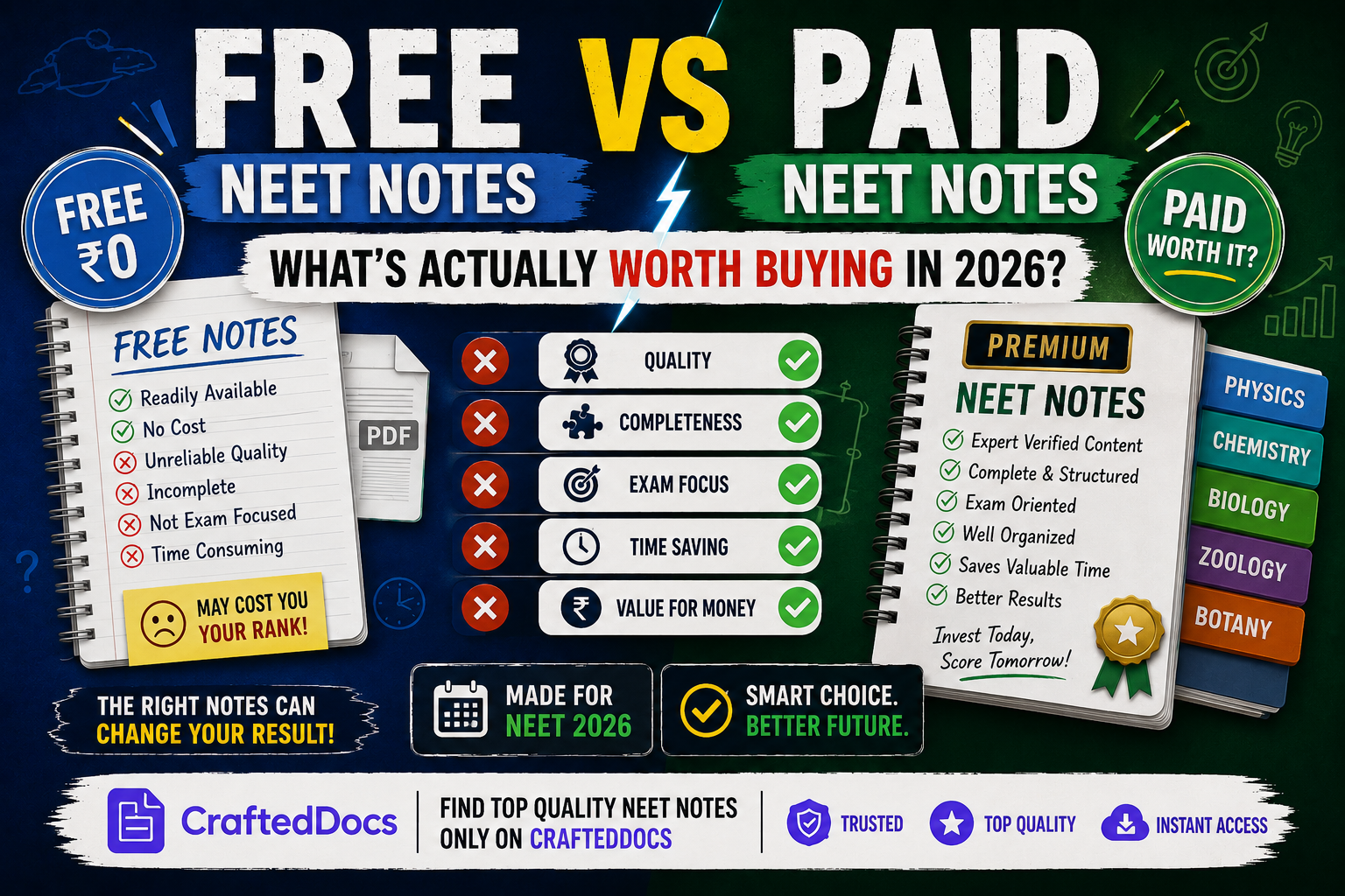 Free vs Paid NEET Notes: What's Actually Worth Buying in 2026?