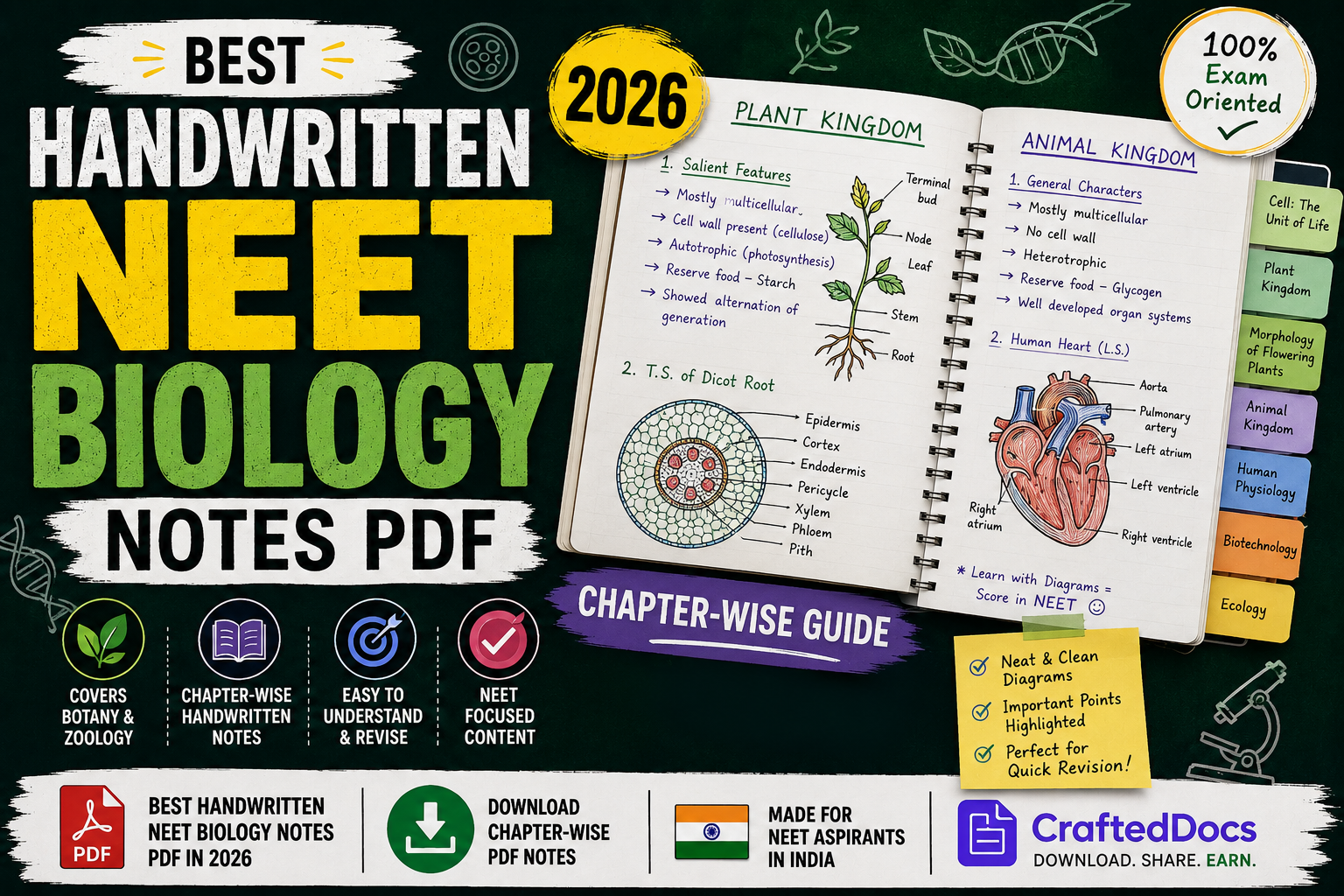 Best Handwritten NEET Biology Notes PDF in 2026 — Chapter-Wise Guide